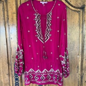 Calypso St. Barth Magenta Embellished Tunic